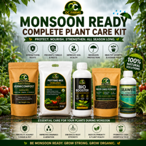 OC Farms monsoon ready complete plant care kit including neem oil 3000ppm mealybug killer seaweed liquid and humic acid 500gm