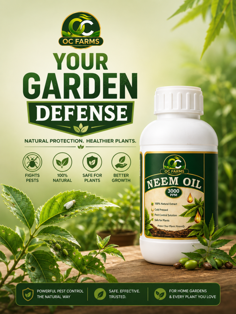 OC Farms cold pressed neem oil 3000ppm for plants - organic pest control India